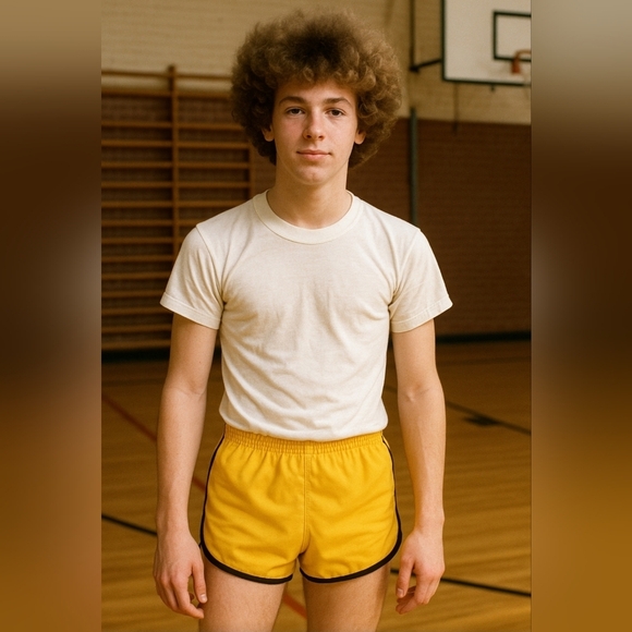 Vintage 1970's Yellow And Black Gym Shorts - Picture 1 of 9